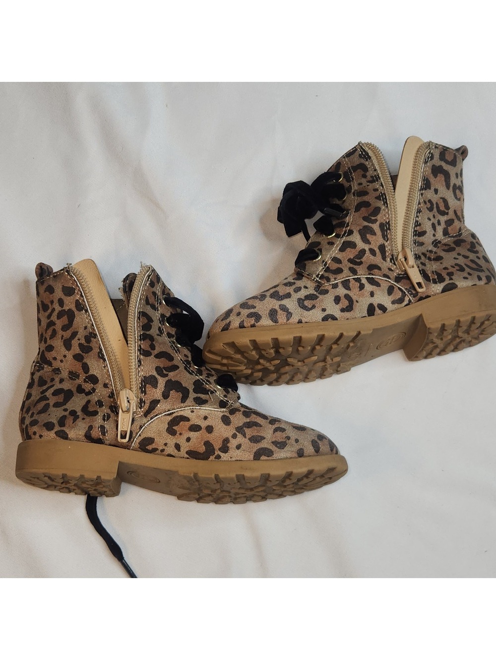 Wonder Nation leopard print lace-up ankle boots